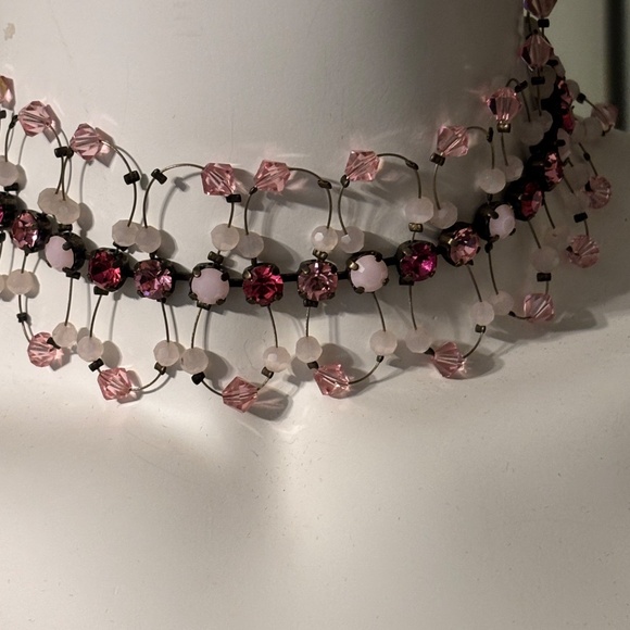 Van Galz Women’s Choker Pink Crystals Adjustable Closure - Picture 2 of 7